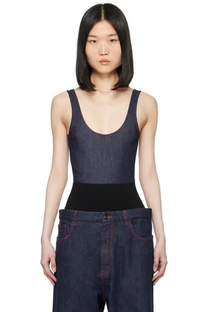 Alaïa Justaucorps de style débardeur bleu en denim
