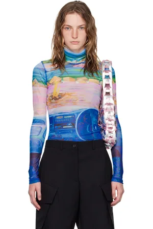 J.W.Anderson Col roulé bleu en filet transparent