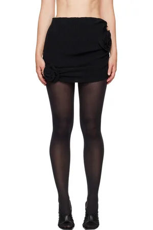 MAGDA BUTRYM Minijupe noire à appliqués floraux