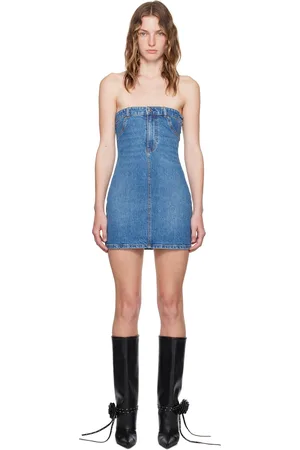Alexander Wang Robe tube courte bleue en denim