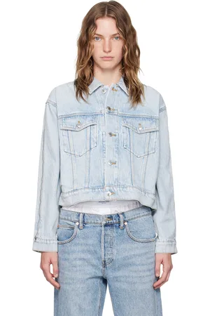 Alexander Wang Blouson bleu en denim à manches à glissière