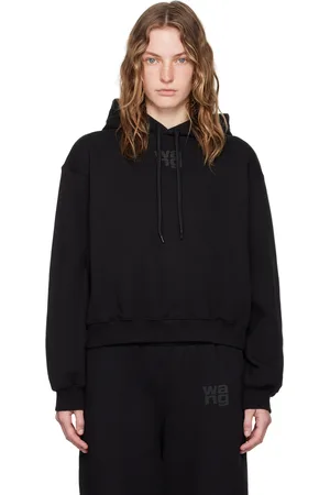 Alexander Wang Pull à capuche noir à logo en relief contrecollé