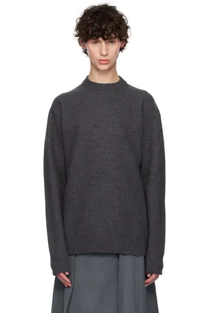 Jil Sander Pull gris à col ras du cou