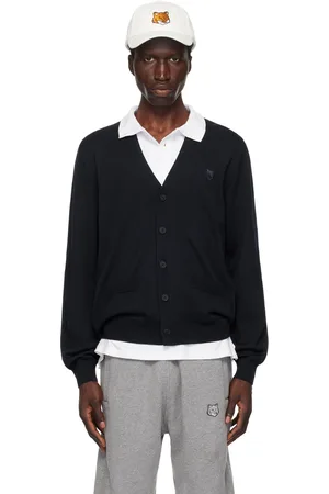 Maison Kitsuné Cardigan bleu marine à logo de renard