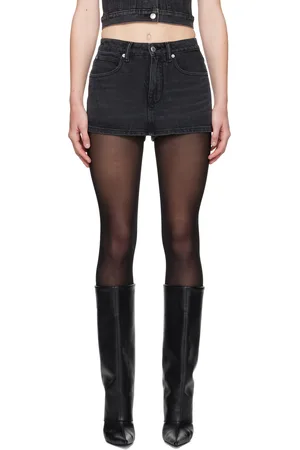 Alexander Wang Jupe-short noire en denim à taille mi-haute