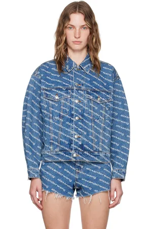 Alexander Wang Blouson Game bleu en denim à motif à logos