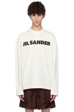 Jil Sander T-shirt à manches longues blanc cassé à logo imprimé