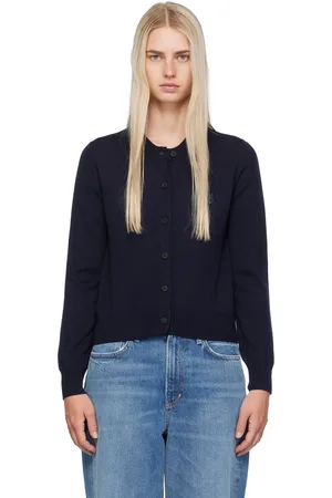 Maison Kitsuné Cardigan bleu marine à logo de renard