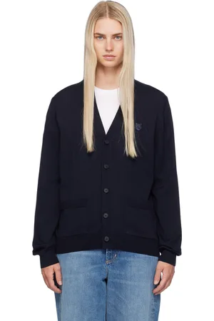 Maison Kitsuné Cardigan bleu marine à logo de renard