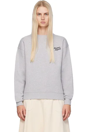 Maison Kitsuné Pull molletonné gris à logo calligraphié