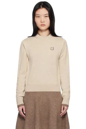 Maison Kitsuné Pull beige à logo de renard