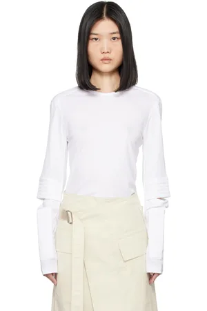 Helmut Lang T-shirt à manches longues Astro blanc à col ras du cou