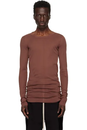 Rick Owens T-shirt à manches longues brun en jersey côtelé - Porterville