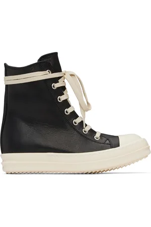 Rick Owens Baskets noires en cuir de veau lavé - Porterville