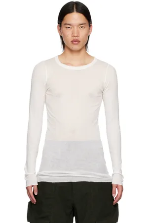 Rick Owens T-shirt à manches longues blanc cassé en jersey côtelé - Porterville