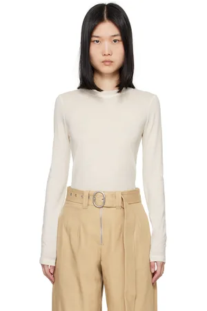Jil Sander T-shirt à manches longues blanc cassé à col ras du cou