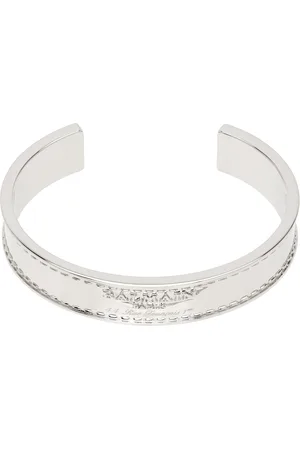 Balmain Bracelet tubulaire argenté en laiton à logo
