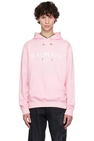 Balmain Pull à capuche rose à logo imprimé