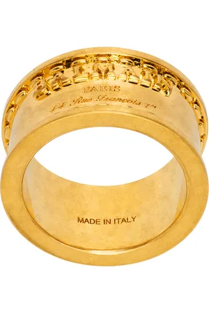Balmain Bague tubulaire dorée à logo
