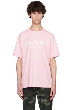 Balmain T-shirt rose à logo imprimé