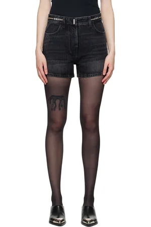 Givenchy Short noir en denim à ornement en chaine à maillons gourmette