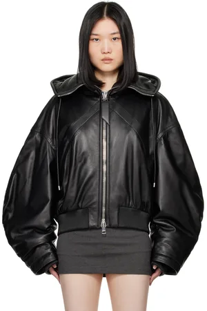 The Attico Blouson aviateur noir en cuir