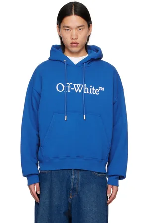 OFF-WHITE Pull à capuche de planchiste bleu à logo surdimensionné