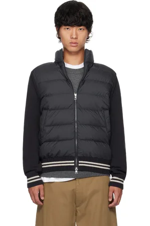 Moncler Cardigan bleu marine rembourré en duvet à panneaux