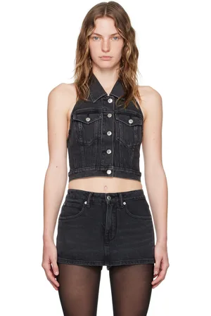 Alexander Wang Veste noire en denim à corsage bain de soleil