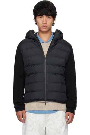 Moncler Blouson noir rembourré en duvet à panneaux