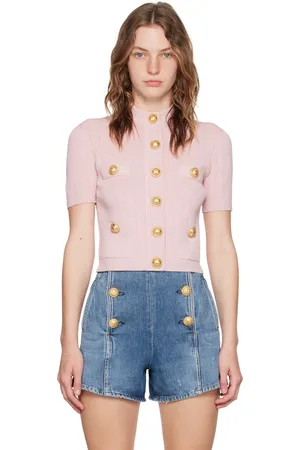 Balmain Cardigan rose à boutons-pression