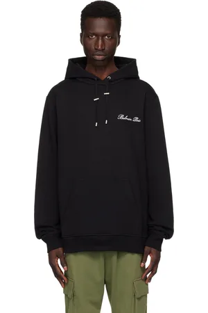 Balmain Pull à capuche noir à logo calligraphié