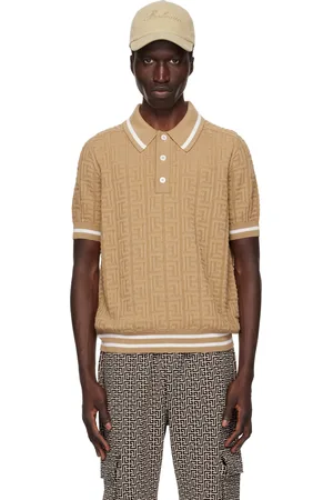 Balmain Polo beige à motif PB Labyrinthe