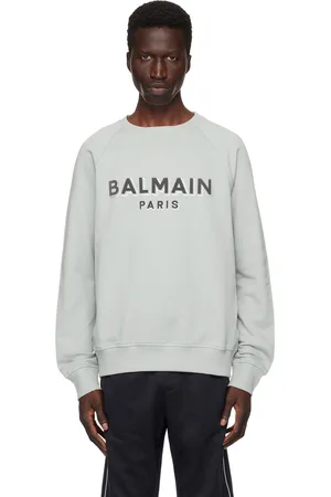 Balmain Pull molletonné gris à logo métallique floqué