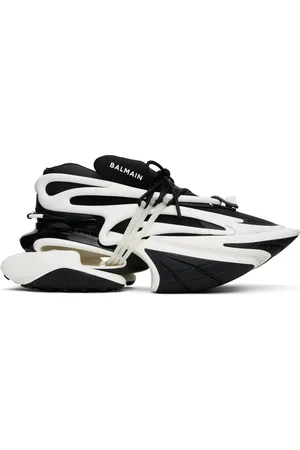Balmain Baskets basses Unicorn noir et blanc en cuir