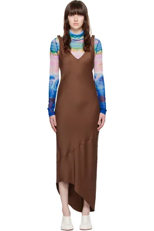 J.W.Anderson Robe midi brune à col en V