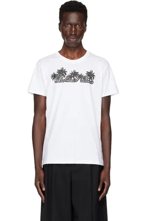 Balmain T-shirt blanc à image de palmiers à logo