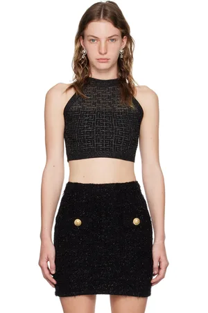 Balmain Débardeur noir à motif PB Labyrinthe