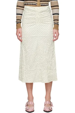 Ganni Jupe midi blanche à pois