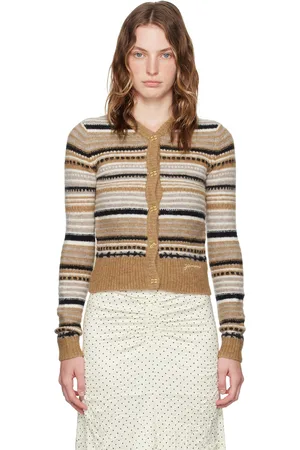 Ganni Cardigan brun à rayures