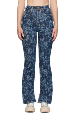 Ganni Jean semi-évasé Iry bleu à motif imprimé au laser
