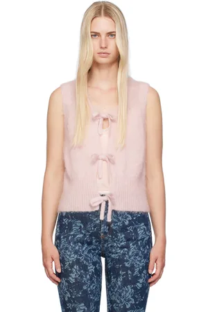 Ganni Gilet rose à attaches à nouer