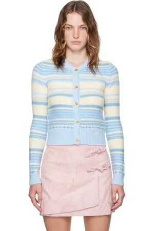 Ganni Cardigan bleu à rayures