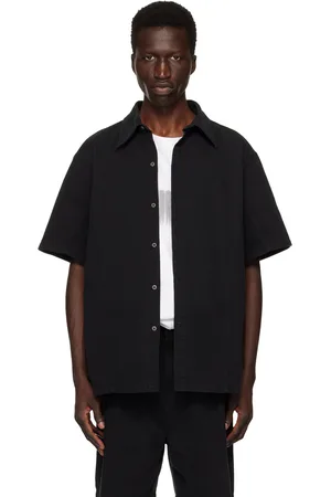 HAN Kjøbenhavn Chemise décontractée noire en denim à logo et à effet délavé