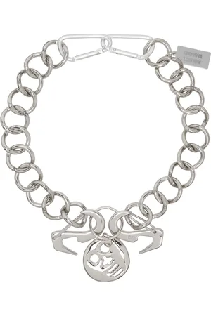 Chopova Lowena Collier argenté en chaine à maillons gourmette à pendentif de masque