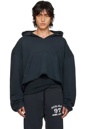 GREG ROSS Pull à capuche noir à col en V exclusif à SSENSE