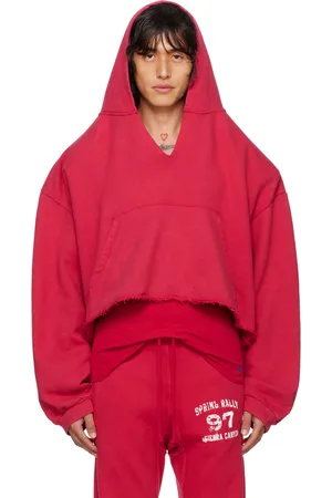 GREG ROSS Pull à capuche rouge à col en V exclusif à SSENSE