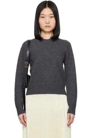 Jil Sander Pull gris à col ras du cou