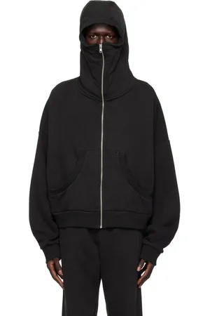 Entire Studios Pull à capuche noir à glissière prolongée