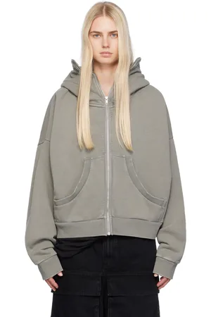 Entire Studios Pull à capuche gris à glissière